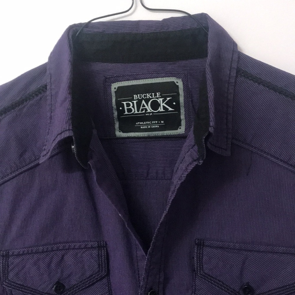 Buckle Black Athletic Fit Button Down Shirt - Picture 5 of 10
